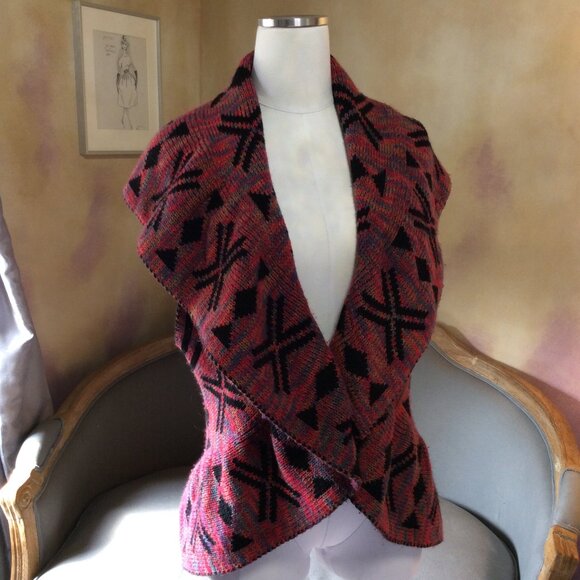 Boho tribal intarsia reversible knitted vest, size M? - Picture 8 of 13